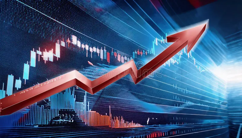 bitcoin trading chart displays substantial upward trajectory amidst red indicators reflecting increased market activity 391706894